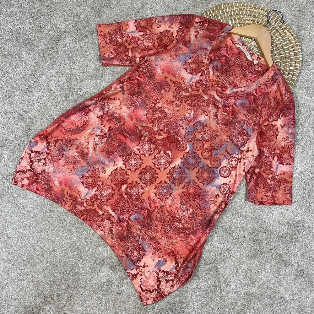Soft Surroundings Tunic Top Shortsleeve Geometric Art Print Multicolor Boho S